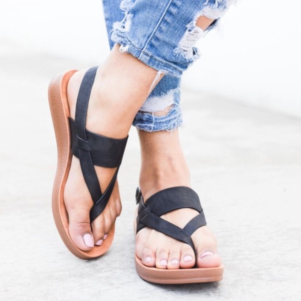 Restocked! Black Thong Slingback Sandal